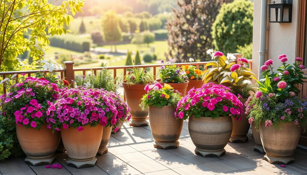 Blumenkübel auf der Terrasse