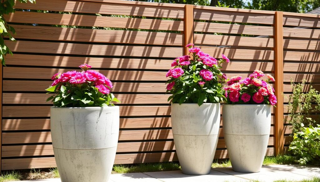 sichtschutz mit blumenkübel