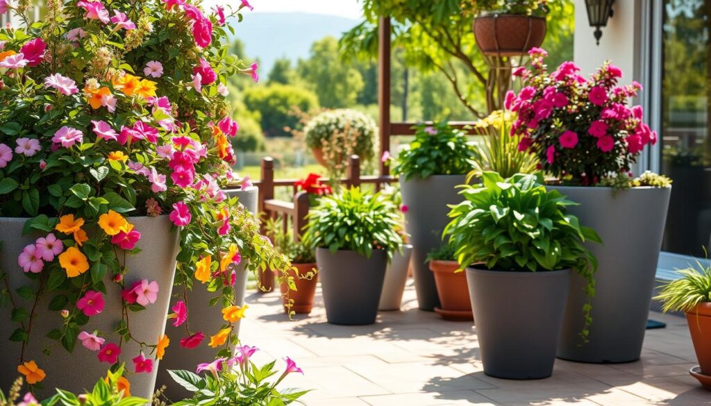 terrasse blumenkübel bepflanzen ideen bilder